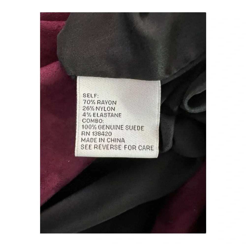 π EUC PER SE Deep Plum Suede & Stretch Long Sleeve Dress | Size 2 - Picture 7 of 8